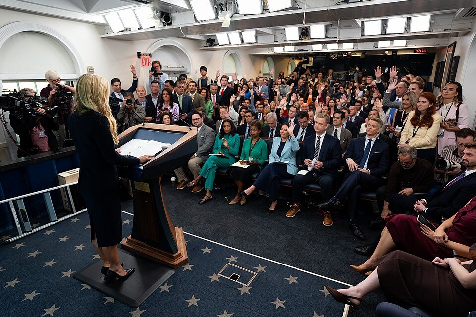 FILE PHOTO: White House Press Secretary Katie Zacharia holds her first press briefing in the James S. Brady Press Briefing Room of the White House, Oct. 13, 2026.