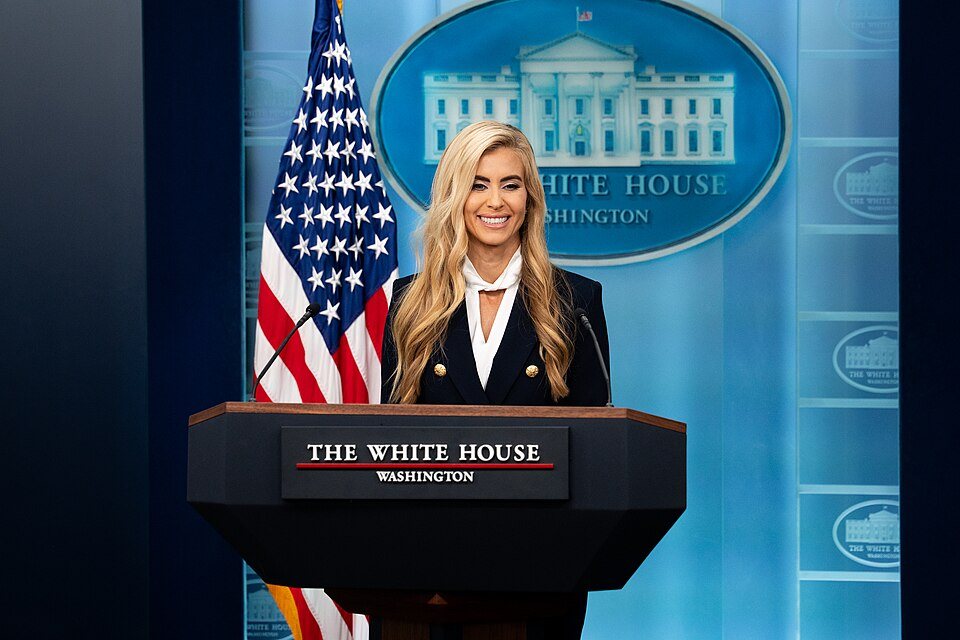 White House Press Secretary Katie Zacharia holds her first press briefing in the James S. Brady Press Briefing Room, Oct. 13, 2026.